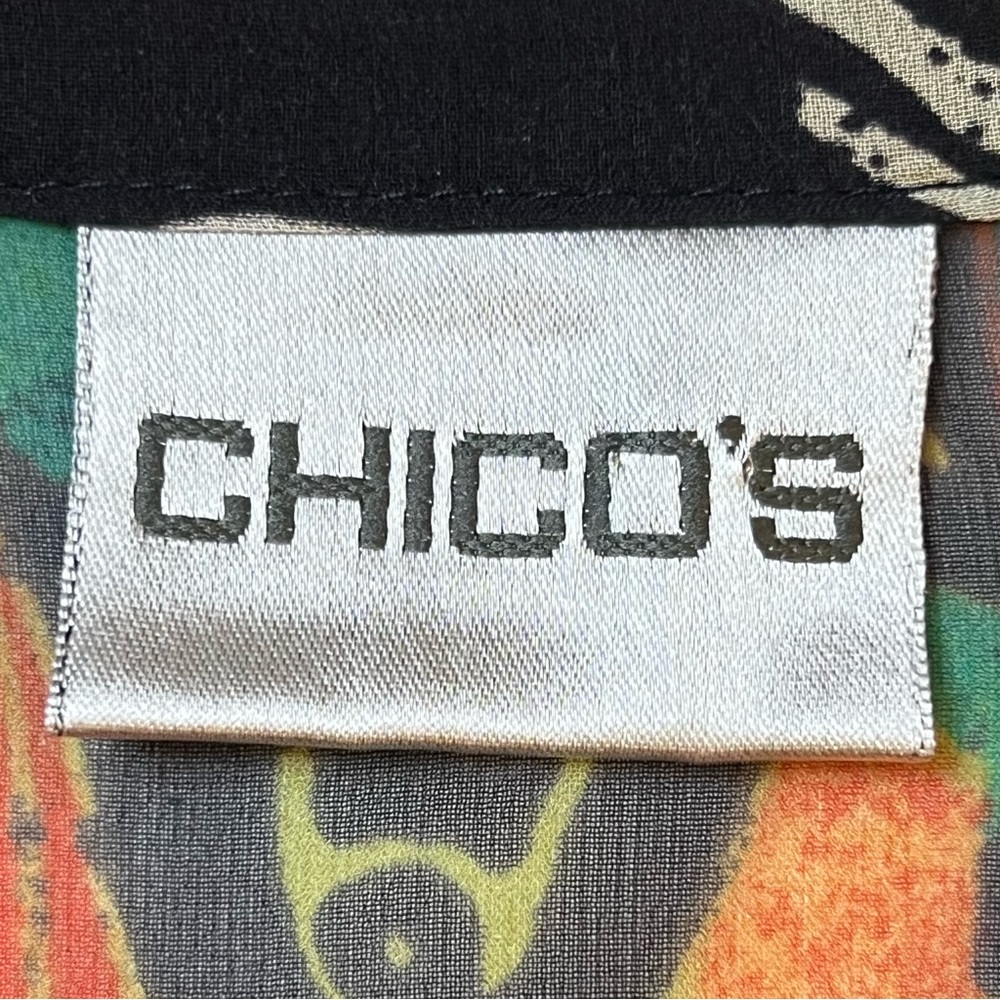 Chico’s Women’s Tailored Silk Sheer Vibrant Blouse Art To Wear Chico’s 2 = L/12 - Picture 8 of 12